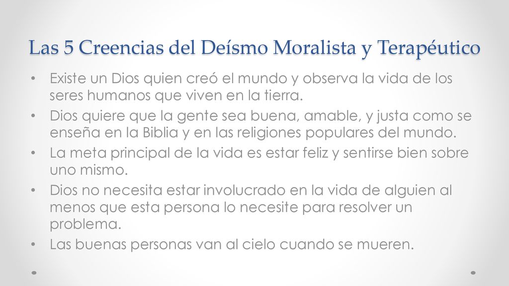 Las 5 Creencias del Deísmo Moralista y Terapéutico