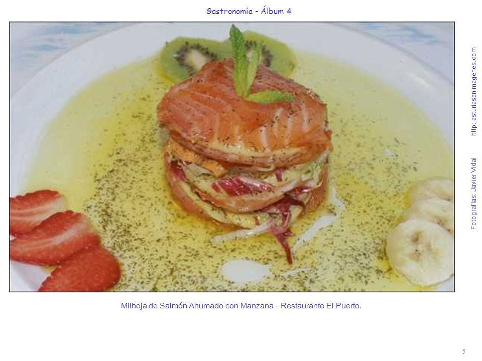 Milhoja de Salmón Ahumado con Manzana - Restaurante El Puerto.