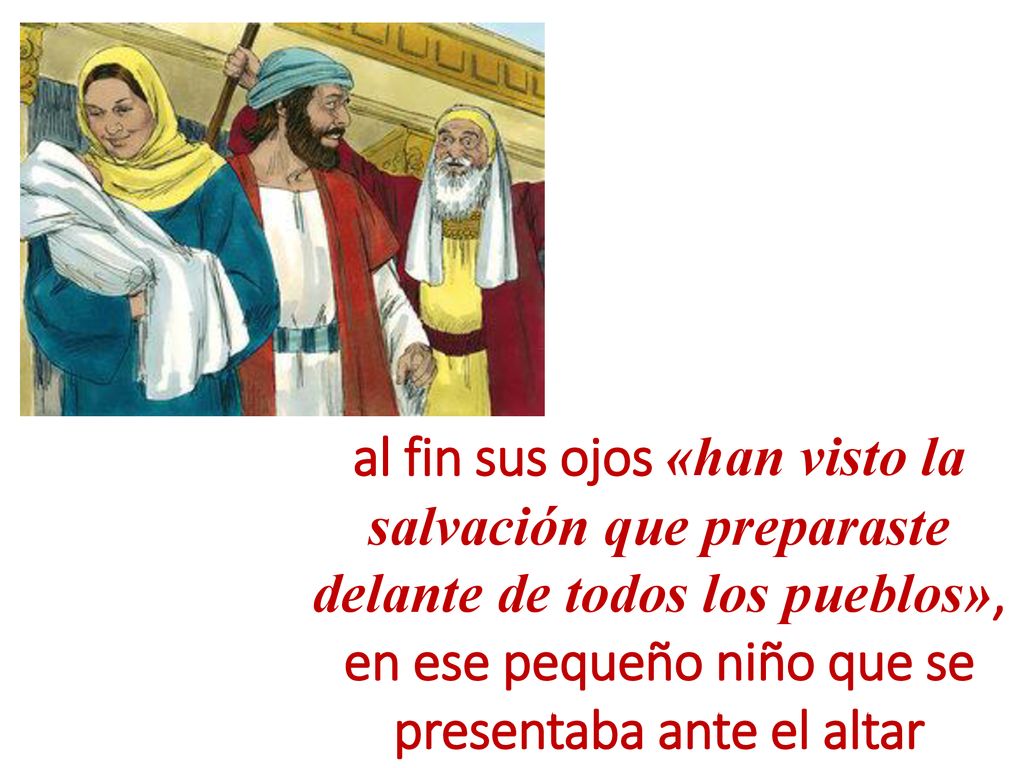 al fin sus ojos «han visto la salvación que preparaste delante de todos los pueblos», en ese pequeño niño que se presentaba ante el altar