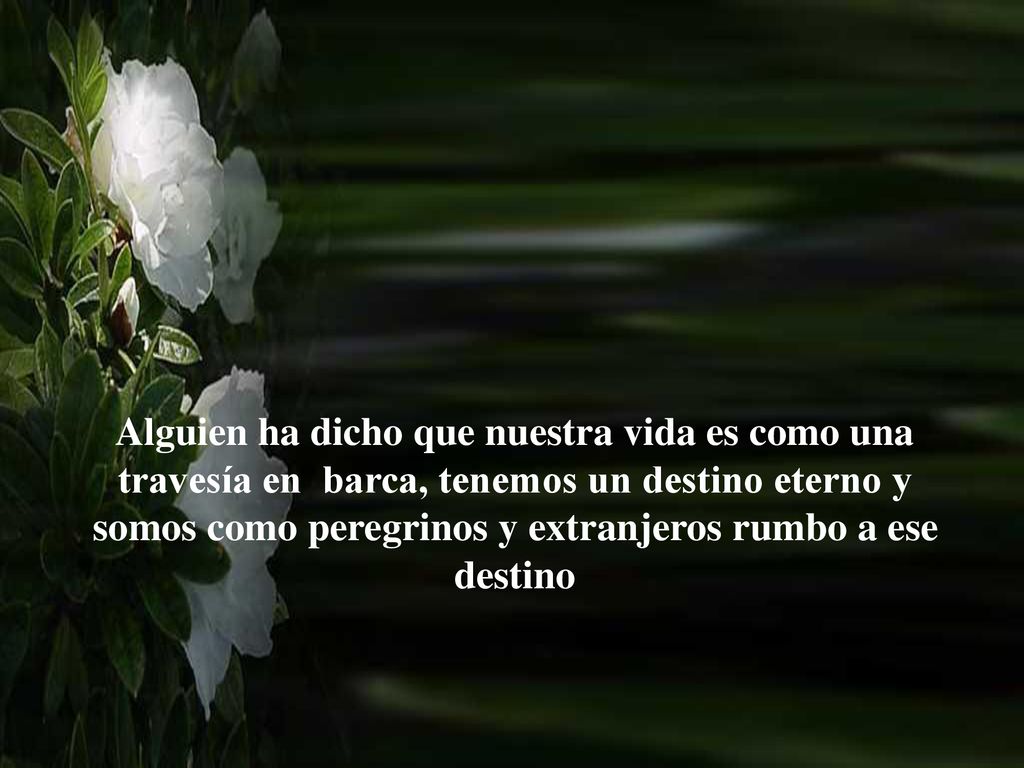Alguien ha dicho que nuestra vida es como una travesía en barca, tenemos un destino eterno y somos como peregrinos y extranjeros rumbo a ese destino