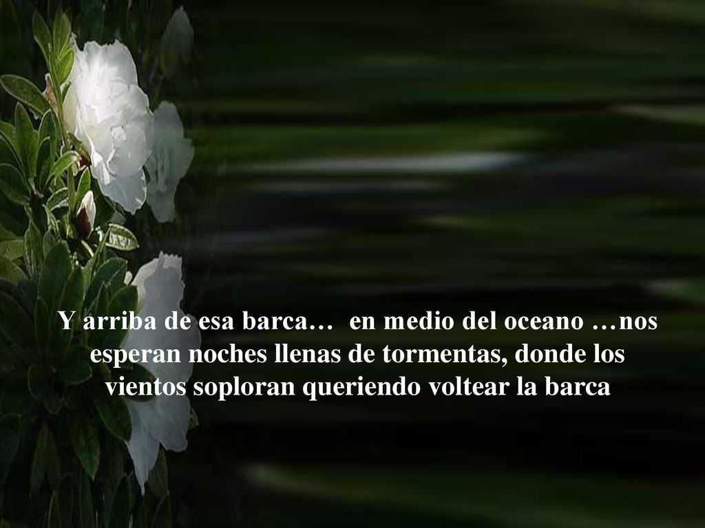 Y arriba de esa barca… en medio del oceano …nos esperan noches llenas de tormentas, donde los vientos soploran queriendo voltear la barca