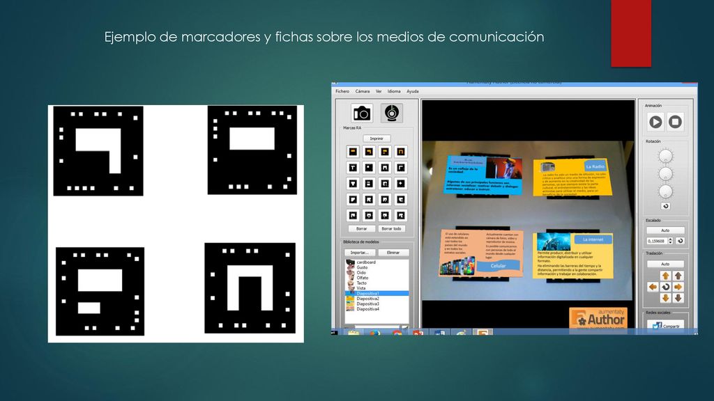 Ejemplo de marcadores y fichas sobre los medios de comunicación