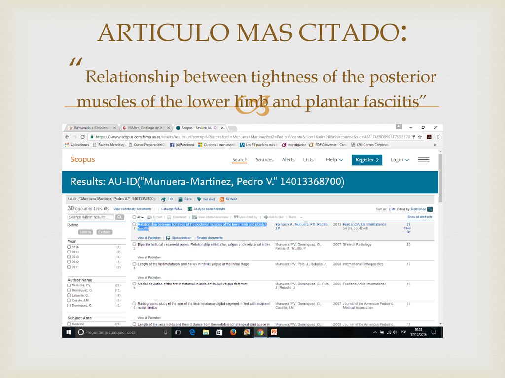 ARTICULO MAS CITADO: Relationship between tightness of the posterior muscles of the lower limb and plantar fasciitis