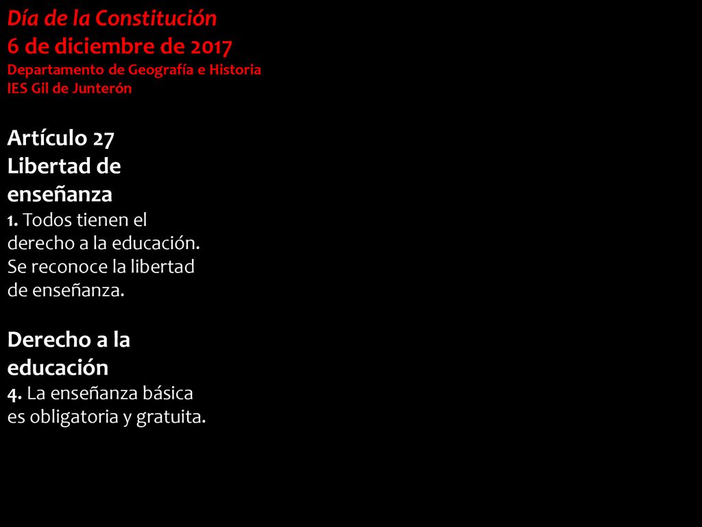 Día de la Constitución 6 de diciembre de 2017 Artículo 27