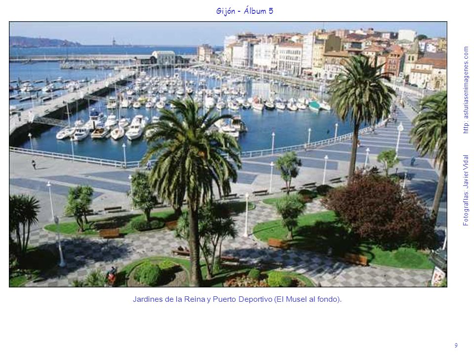 Jardines de la Reina y Puerto Deportivo (El Musel al fondo).