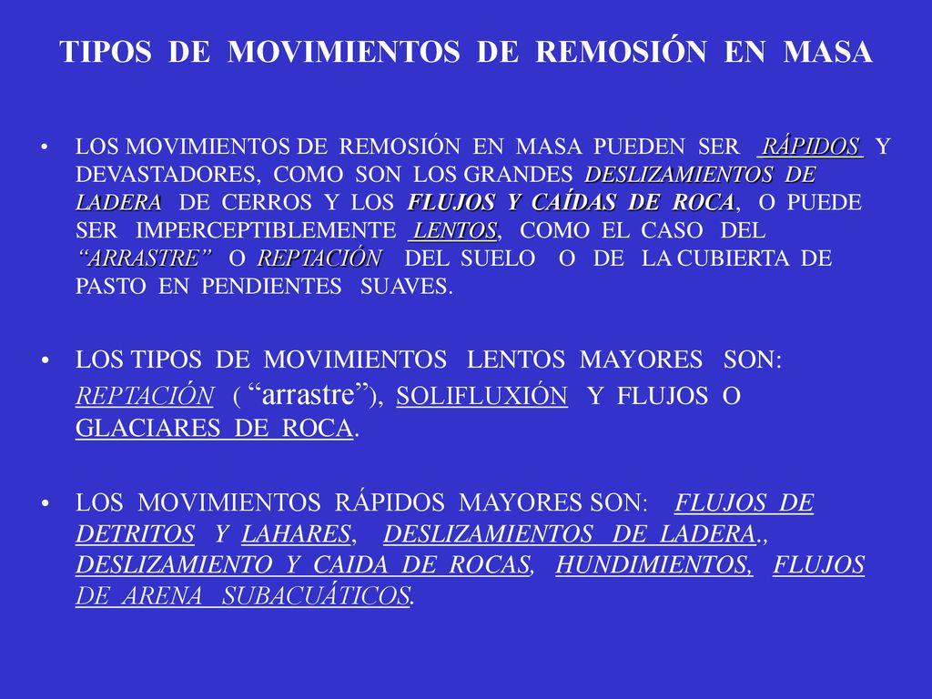 TIPOS DE MOVIMIENTOS DE REMOSIÓN EN MASA