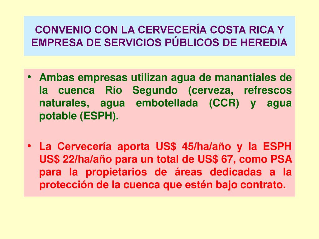 CONVENIO CON LA CERVECERÍA COSTA RICA Y EMPRESA DE SERVICIOS PÚBLICOS DE HEREDIA