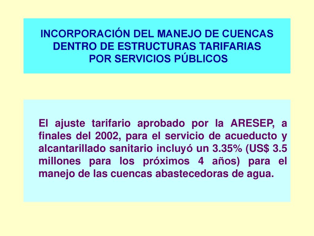 INCORPORACIÓN DEL MANEJO DE CUENCAS DENTRO DE ESTRUCTURAS TARIFARIAS POR SERVICIOS PÚBLICOS