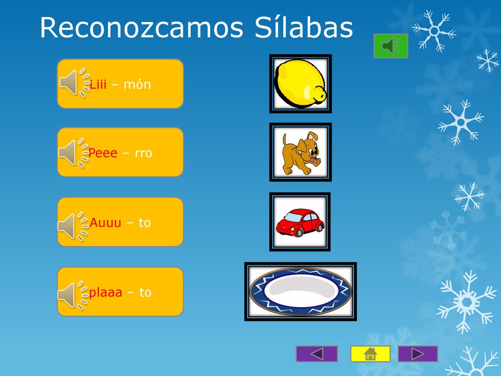 Reconozcamos Sílabas Liii – món Peee – rro Auuu – to plaaa – to