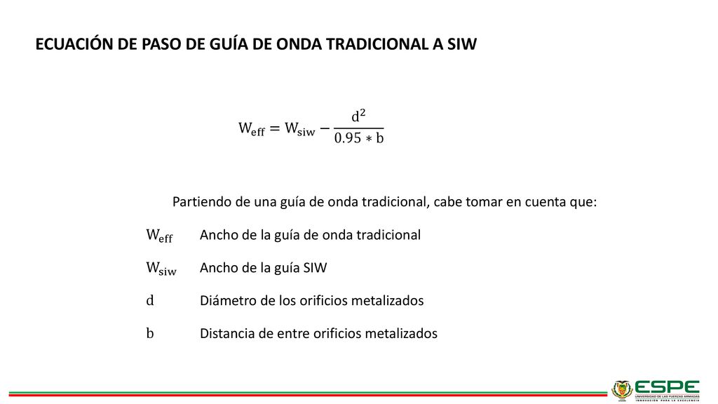 ECUACIÓN DE PASO DE GUÍA DE ONDA TRADICIONAL A SIW