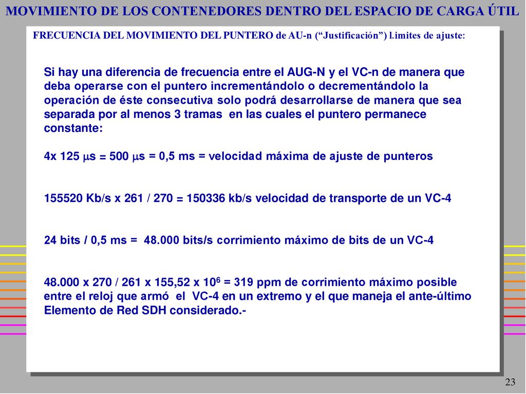 MOVIMIENTO DE LOS CONTENEDORES DENTRO DEL ESPACIO DE CARGA ÚTIL