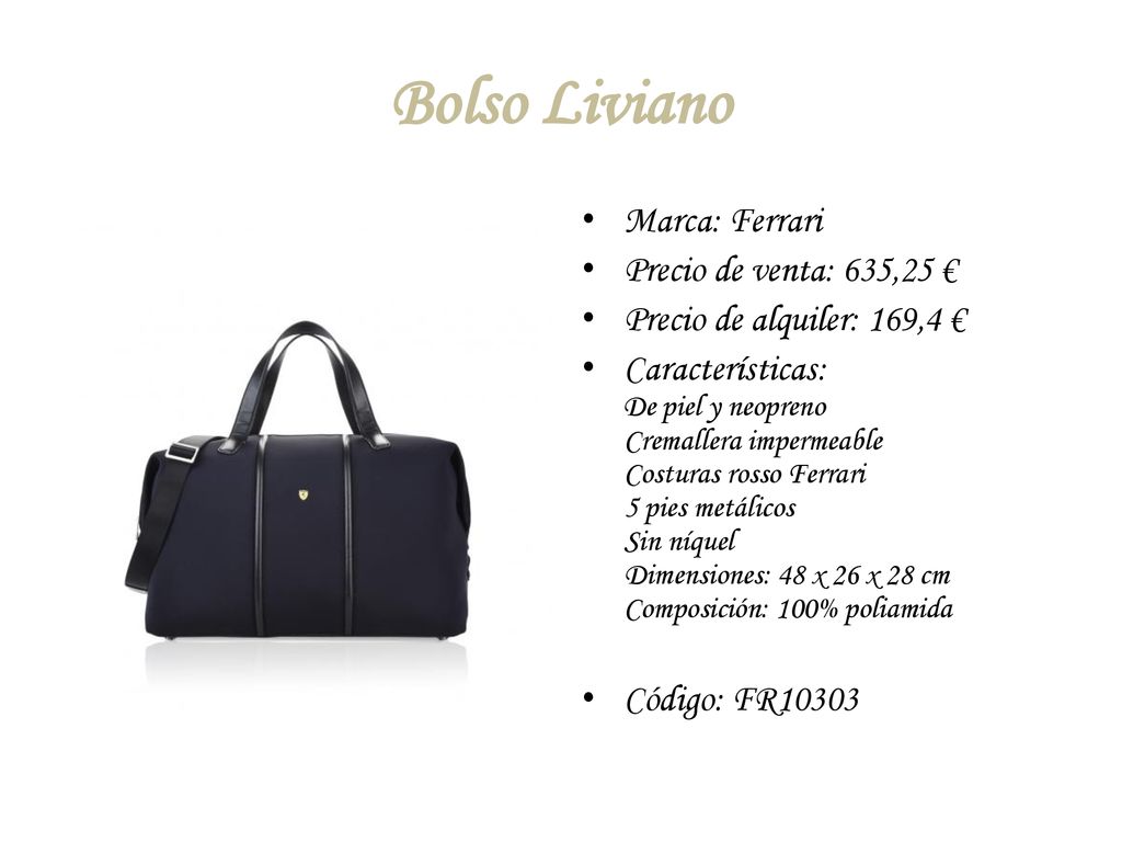 Bolso Liviano Marca: Ferrari Precio de venta: 635,25 €