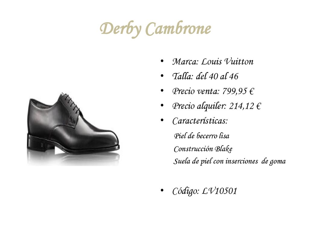 Derby Cambrone Marca: Louis Vuitton Talla: del 40 al 46