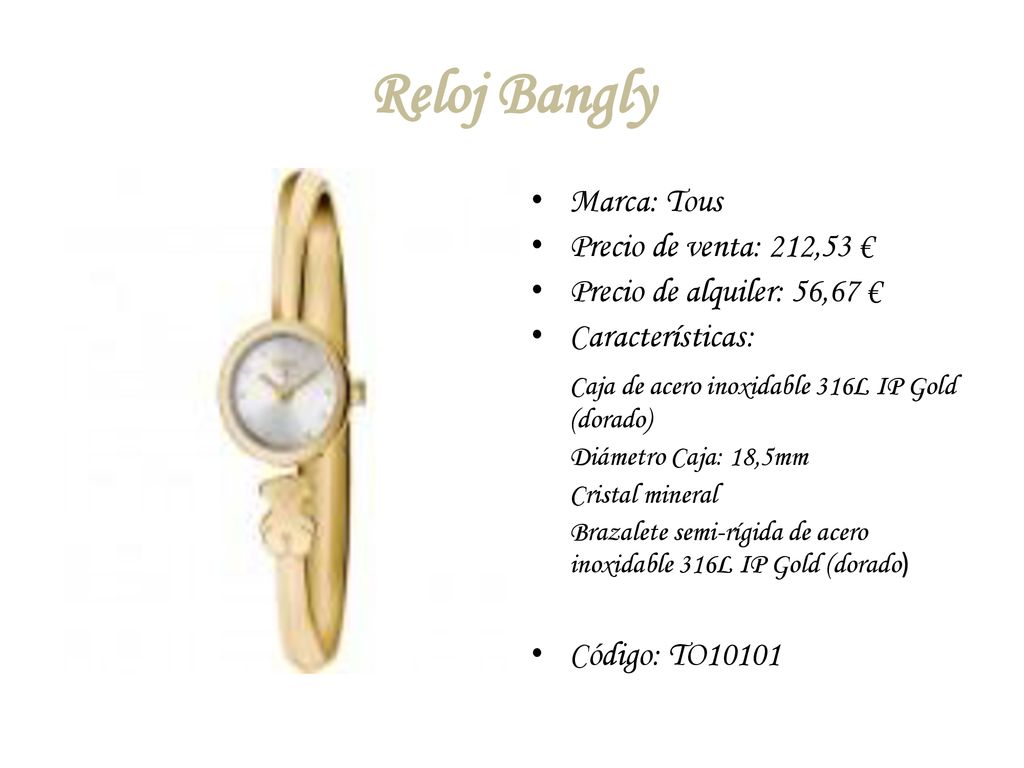 Reloj Bangly Caja de acero inoxidable 316L IP Gold (dorado)