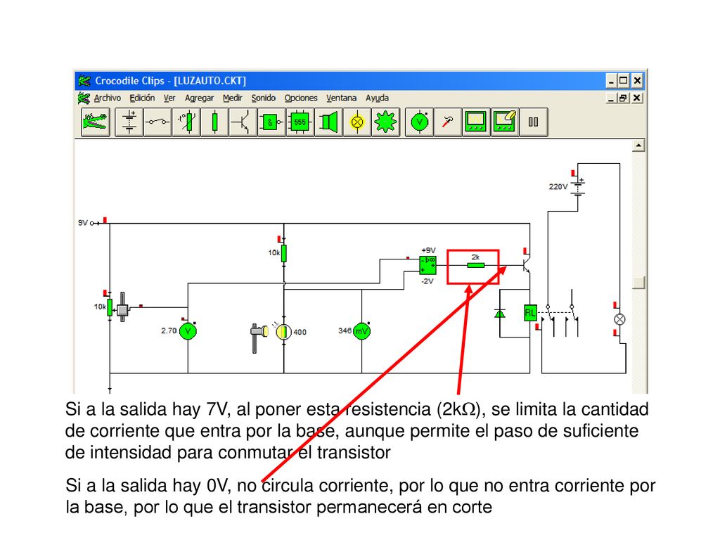 Si a la salida hay 7V, al poner esta resistencia (2kW), se limita la cantidad