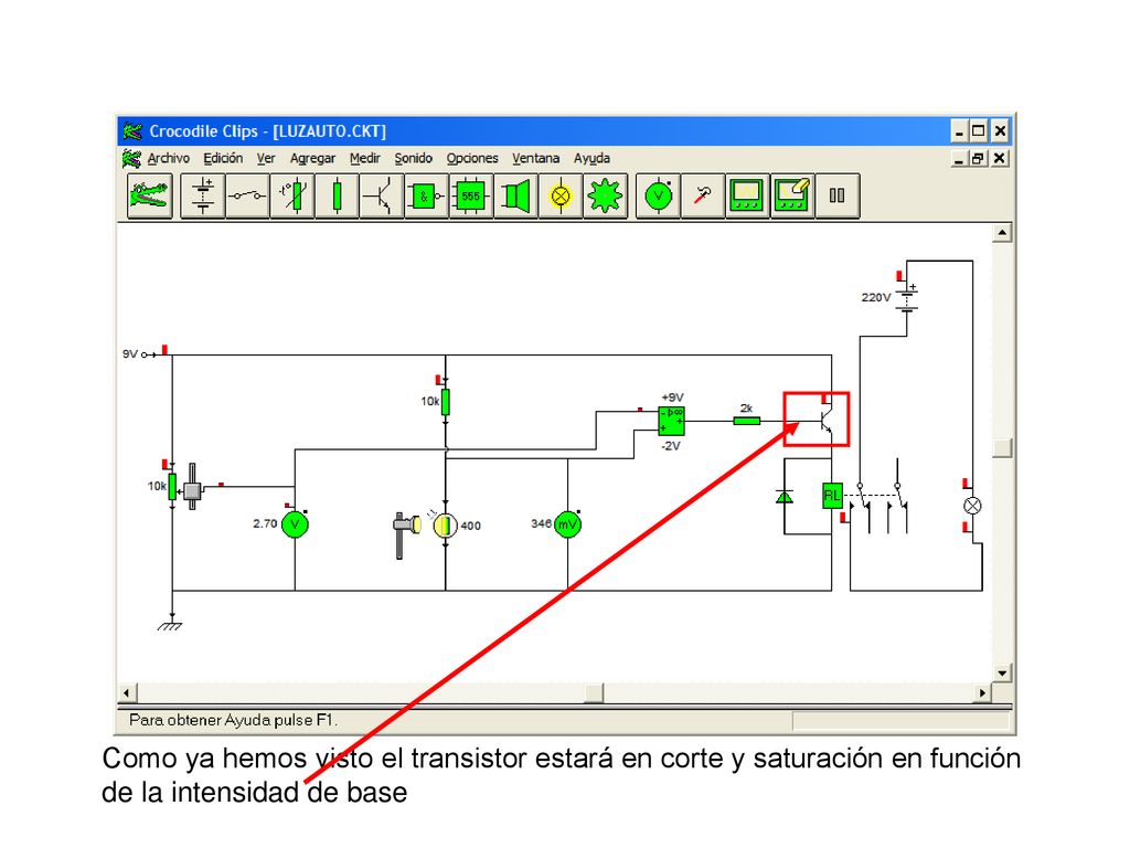 Como ya hemos visto el transistor estará en corte y saturación en función