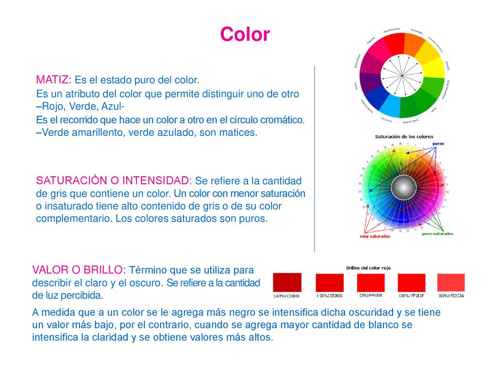 Color MATIZ: Es el estado puro del color.