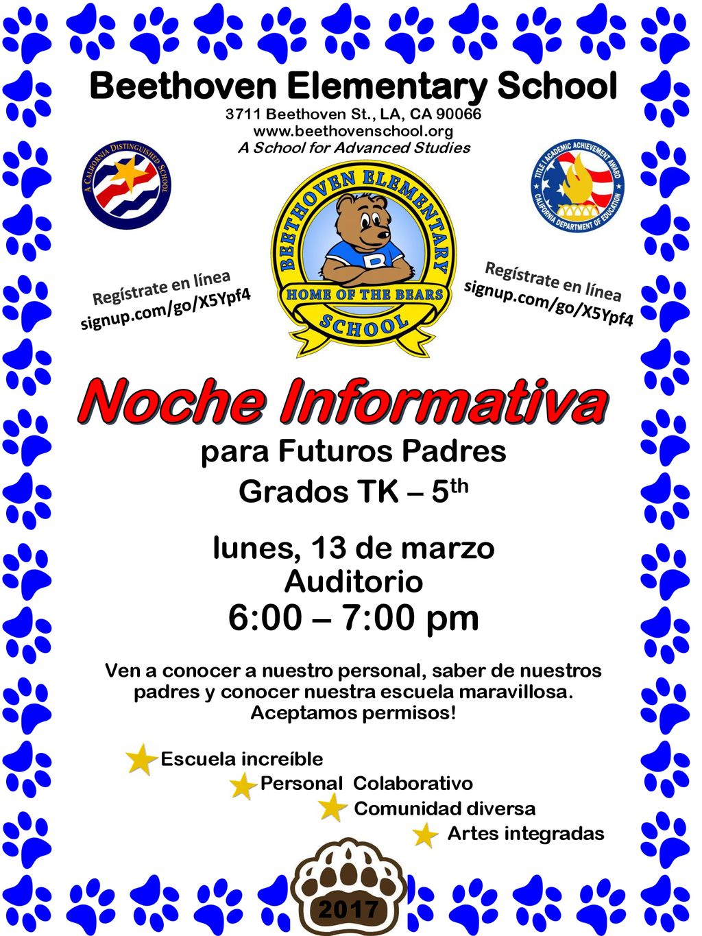 Beethoven Elementary School 3711 Beethoven St. , LA, CA www