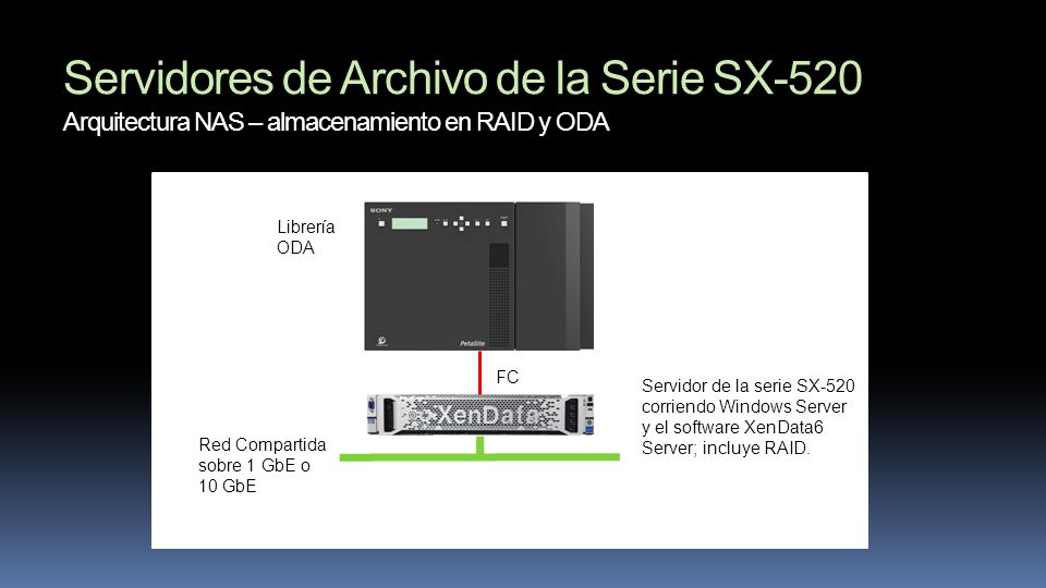 Servidores de Archivo de la Serie SX-520 Arquitectura NAS – almacenamiento en RAID y ODA