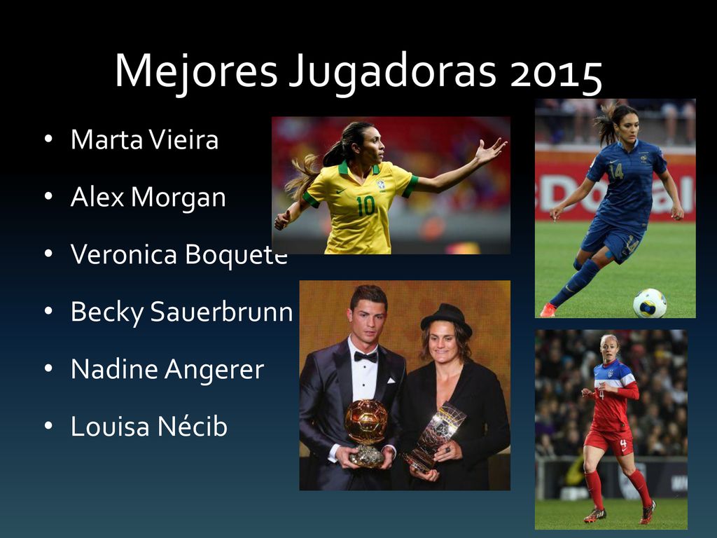 Mejores Jugadoras 2015 Marta Vieira Alex Morgan Veronica Boquete