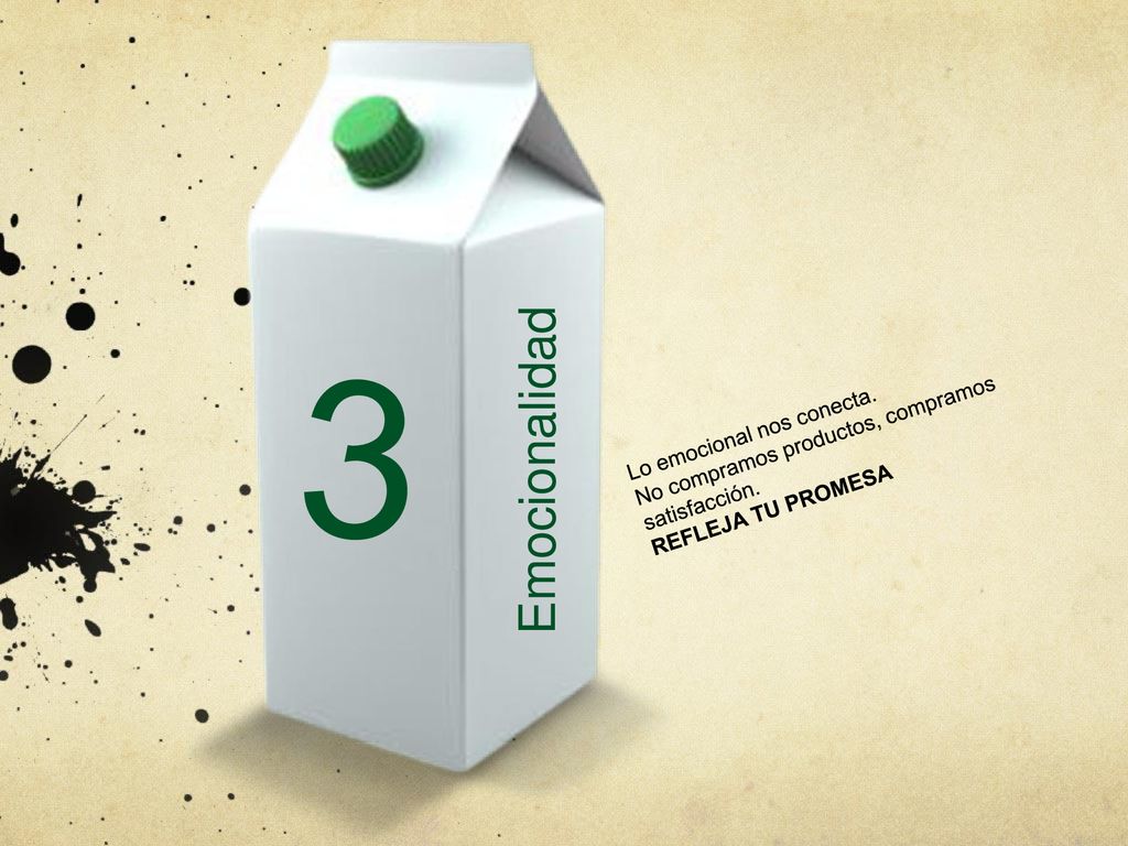 3 Emocionalidad No compramos productos, compramos satisfacción.