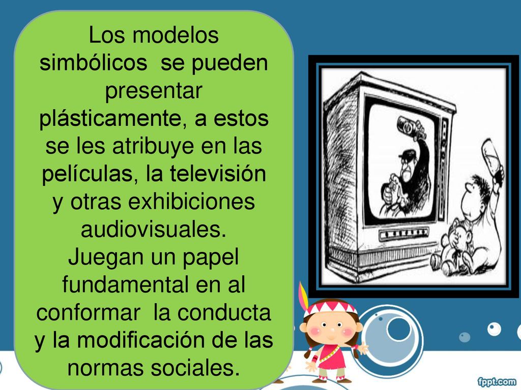 Los modelos simbólicos se pueden presentar plásticamente, a estos se les atribuye en las películas, la televisión y otras exhibiciones audiovisuales.