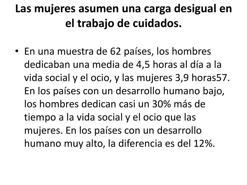 Las mujeres asumen una carga desigual en el trabajo de cuidados.