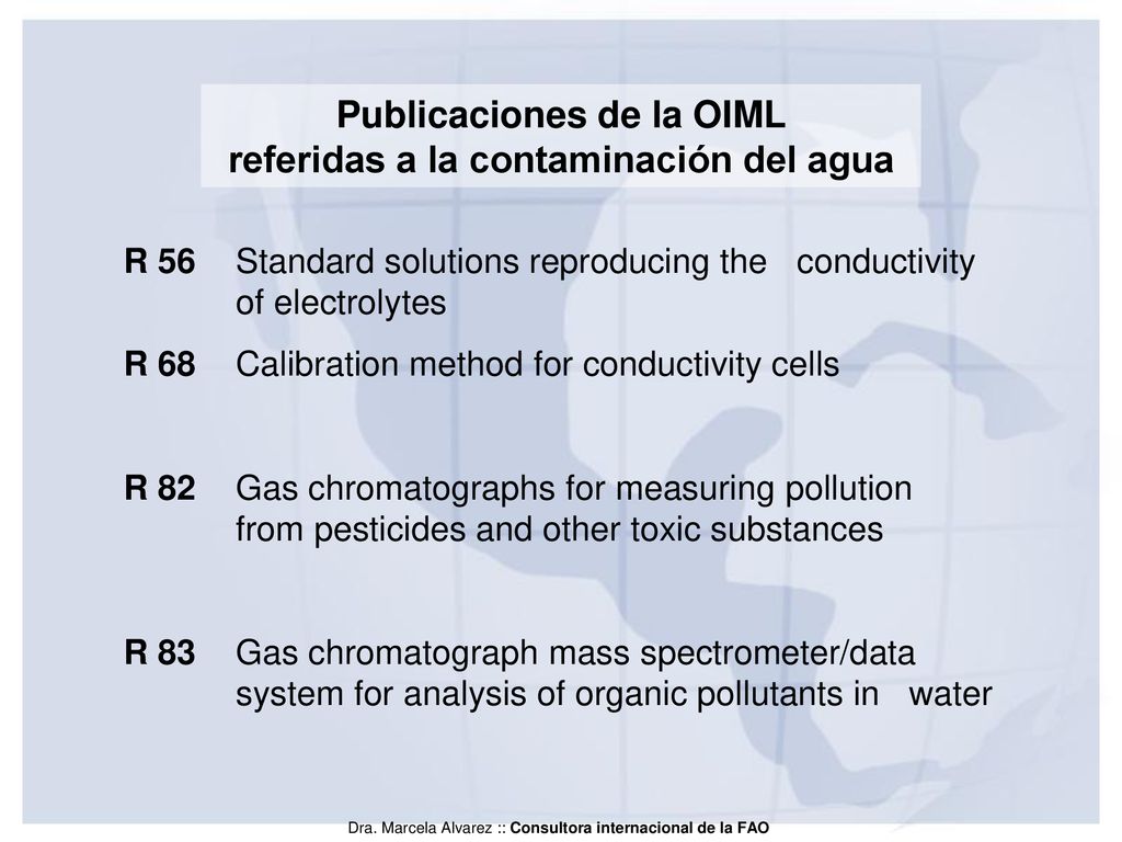 Publicaciones de la OIML referidas a la contaminación del agua