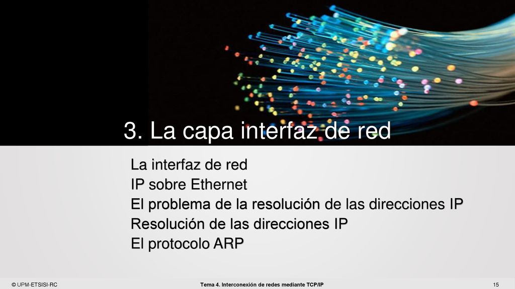 3. La capa interfaz de red La interfaz de red IP sobre Ethernet