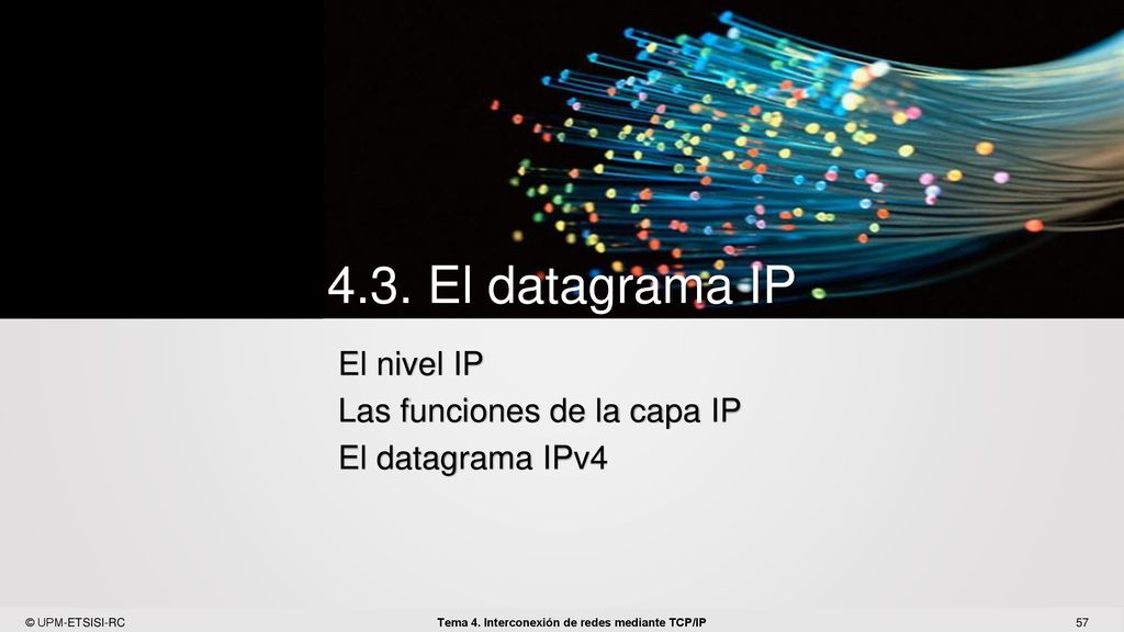 El nivel IP Las funciones de la capa IP El datagrama IPv4