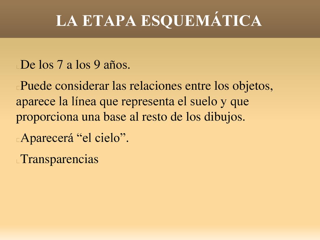 LA ETAPA ESQUEMÁTICA De los 7 a los 9 años.