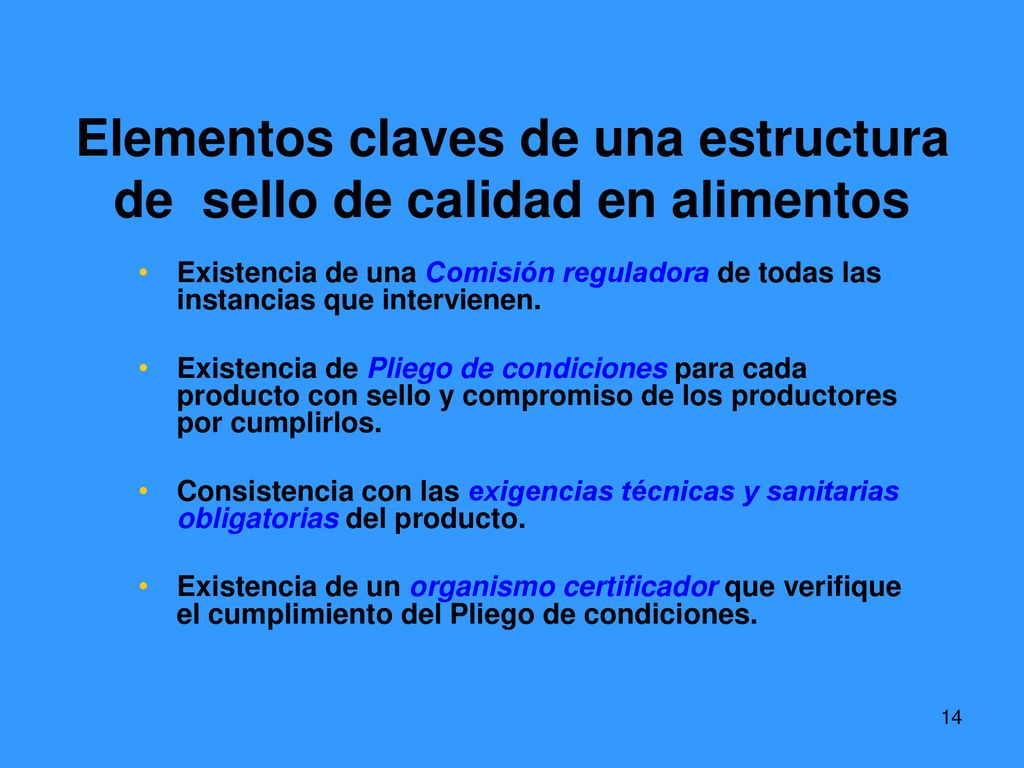 Elementos claves de una estructura de sello de calidad en alimentos