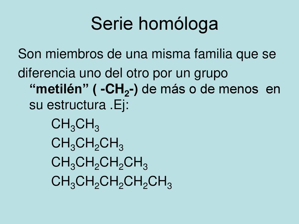 Serie homóloga Son miembros de una misma familia que se