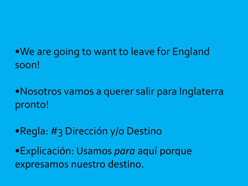 We are going to want to leave for England soon!