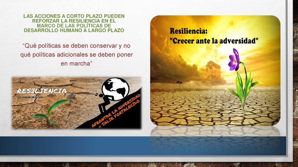 LAS ACCIONES A CORTO PLAZO PUEDEN REFORZAR LA RESILIENCIA EN EL MARCO DE LAS POLÍTICAS DE DESARROLLO HUMANO A LARGO PLAZO