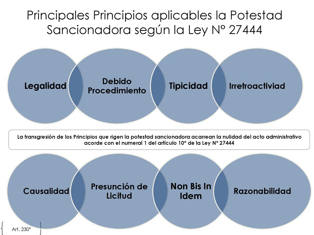 Principales Principios aplicables la Potestad Sancionadora según la Ley N° 27444