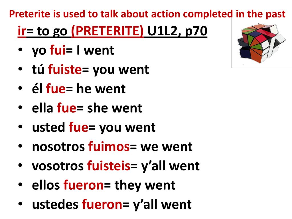 Preterite is used to talk about action completed in the past