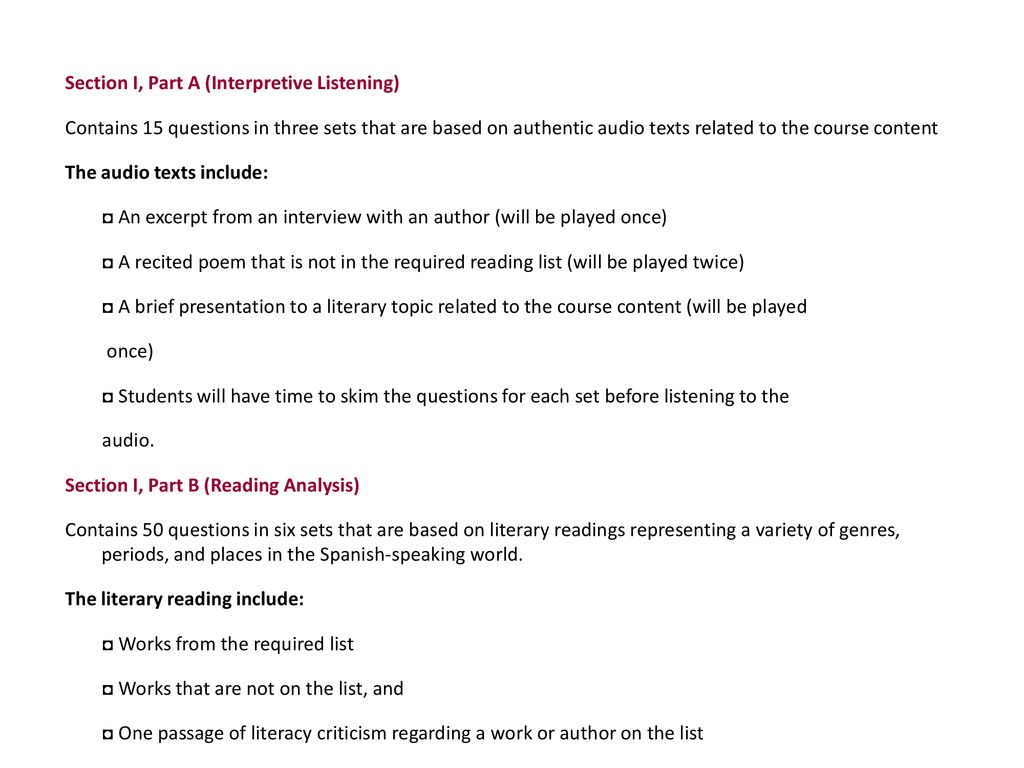 Section I, Part A (Interpretive Listening)