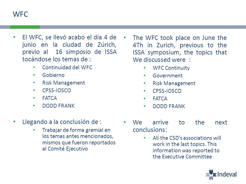 WFC El WFC, se llevó acabo el día 4 de junio en la ciudad de Zúrich, previo al 16 simposio de ISSA tocándose los temas de :