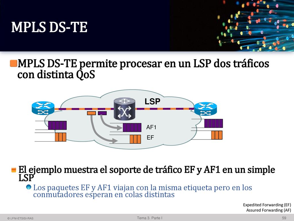 MPLS DS-TE ‘Expedited Forwarding (EF)’ o ‘Premium’ ‘Assured Forwarding (AF)’