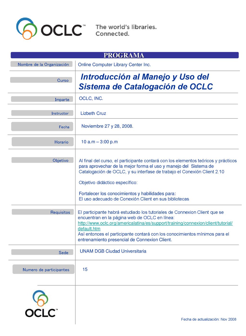 Introducción al Manejo y Uso del Sistema de Catalogación de OCLC