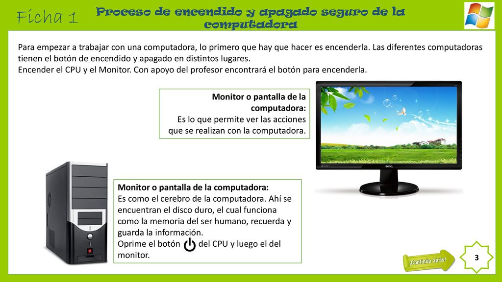 Proceso de encendido y apagado seguro de la computadora