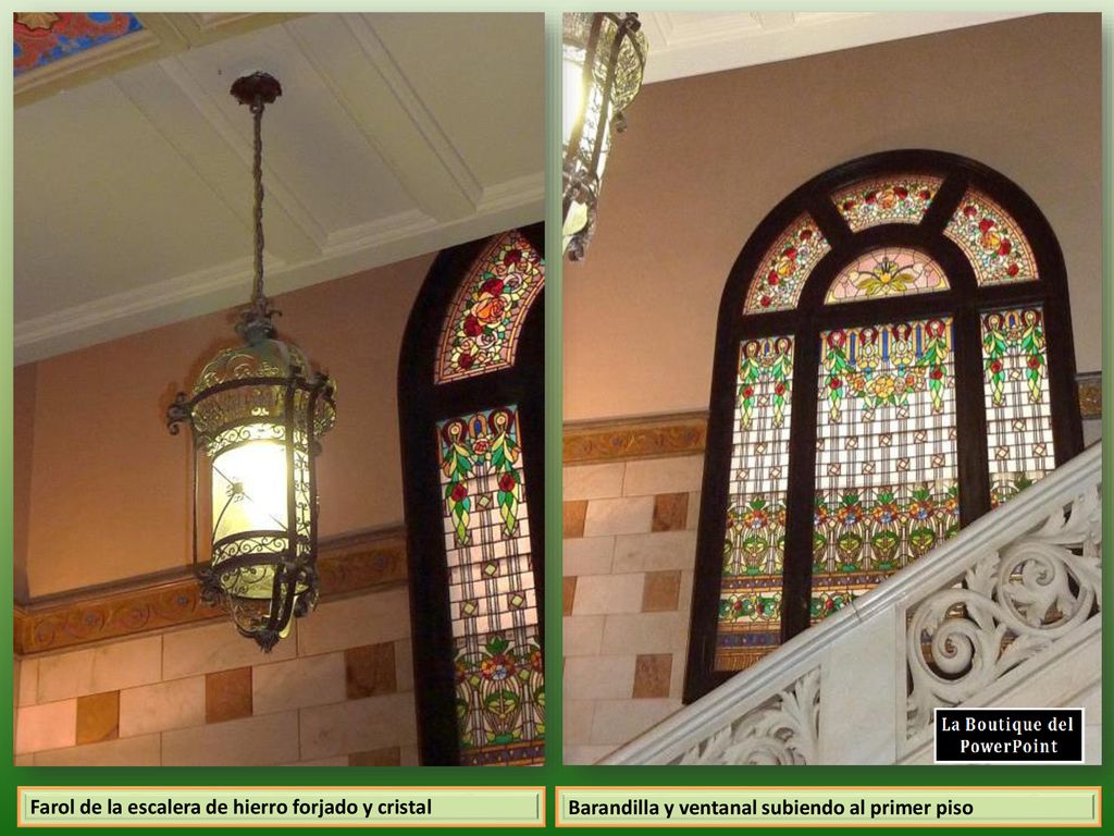 Farol de la escalera de hierro forjado y cristal
