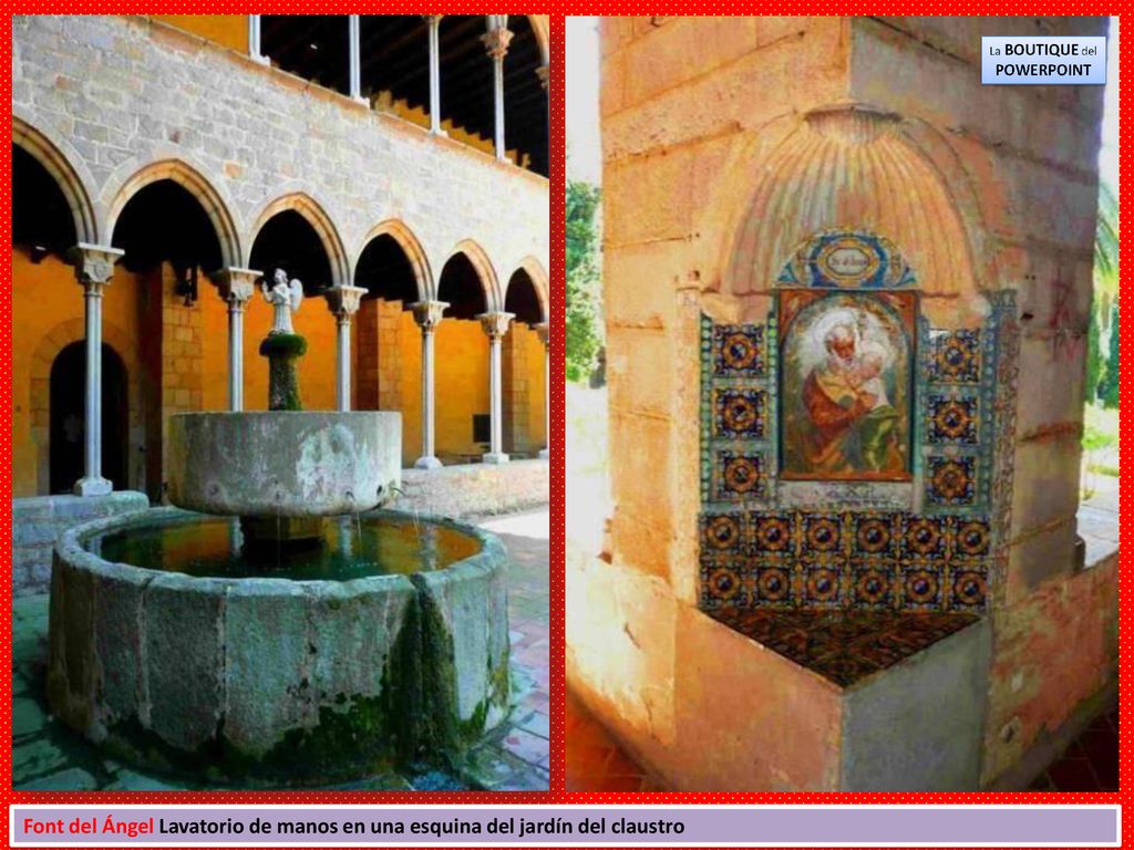Font del Ángel Lavatorio de manos en una esquina del jardín del claustro