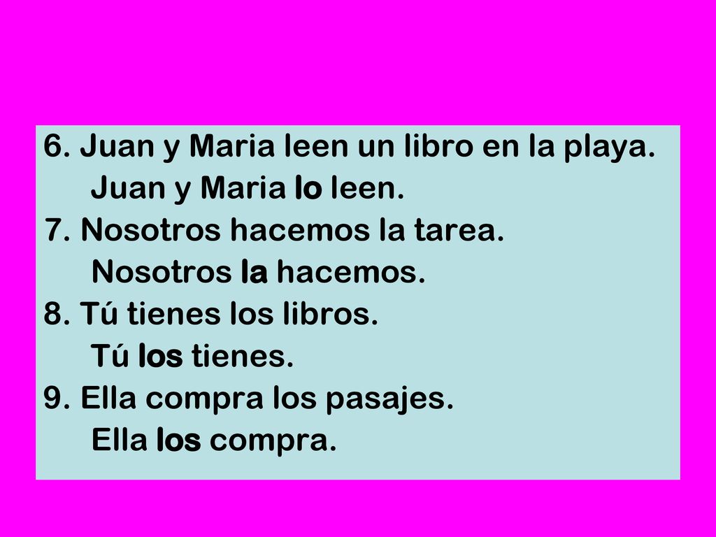 6. Juan y Maria leen un libro en la playa.