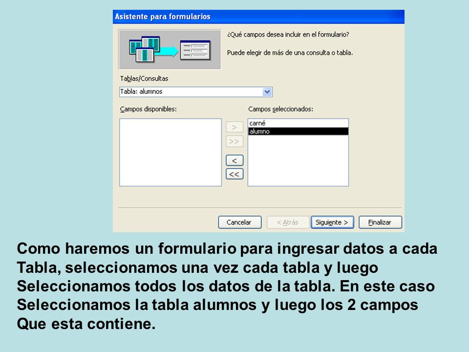 Como haremos un formulario para ingresar datos a cada