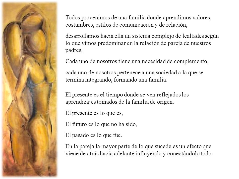 Todos provenimos de una familia donde aprendimos valores, costumbres, estilos de comunicación y de relación;