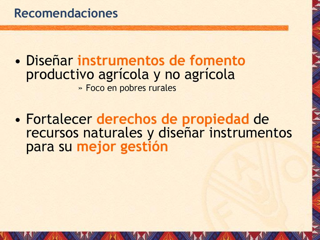 Diseñar instrumentos de fomento productivo agrícola y no agrícola