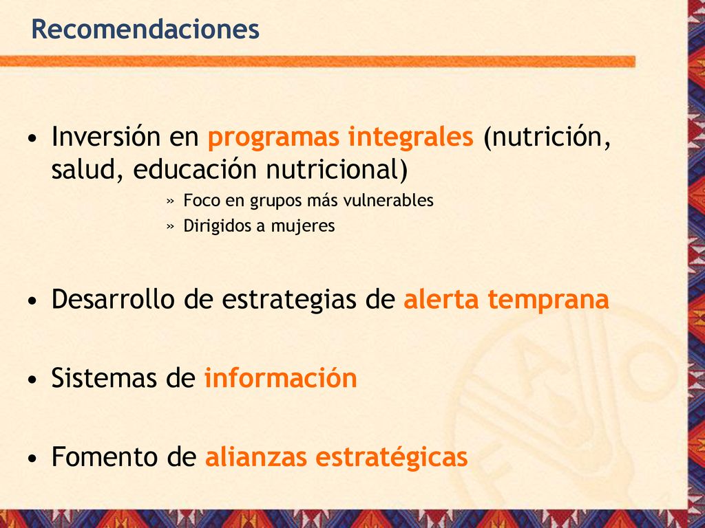 Desarrollo de estrategias de alerta temprana Sistemas de información
