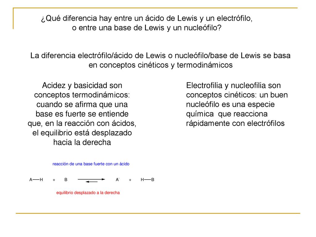 ¿Qué diferencia hay entre un ácido de Lewis y un electrófilo,
